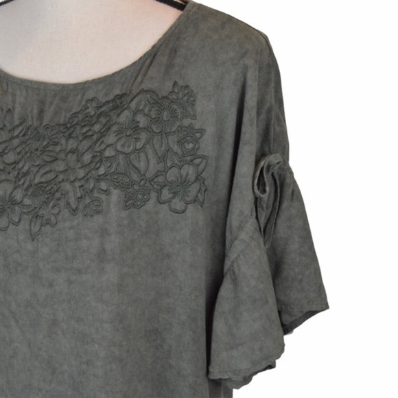 Soft Rayon Tie Flutter Sleeve Boxy Fit Top - Picture 9 of 10